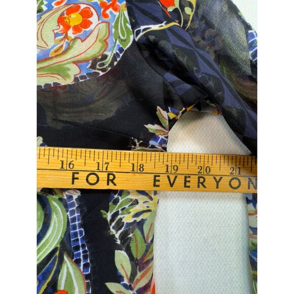 Cabi Womens Amour Sheer Tunic Blouse Size S Black Floral Button-Up Boho Casual - Picture 11 of 16